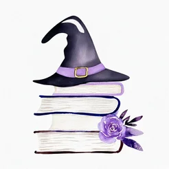 Free book club clipart whimsical witch hat on books